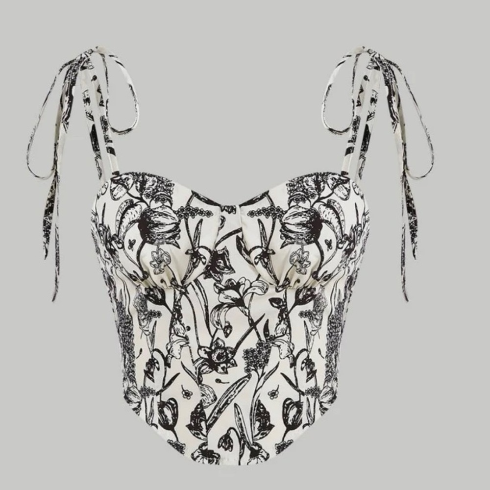Floral Print Shoulder Tie Cami Top